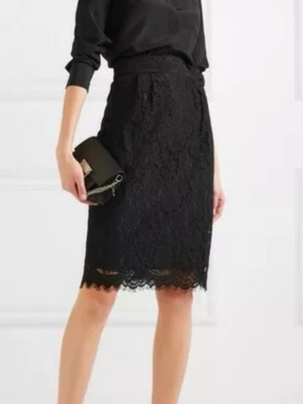 J. Crew Pintuck Black Lace Pencil Skirt - Women